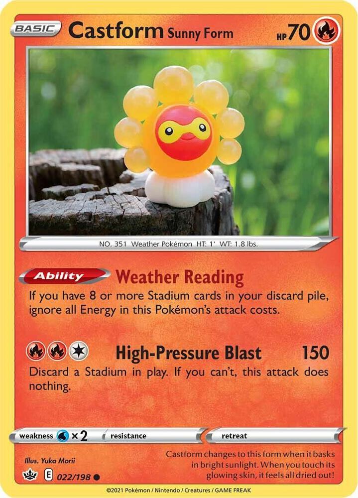 Castform Sunny Form Reverse Holo Common - Yuka Morii Art - 022/198 NM