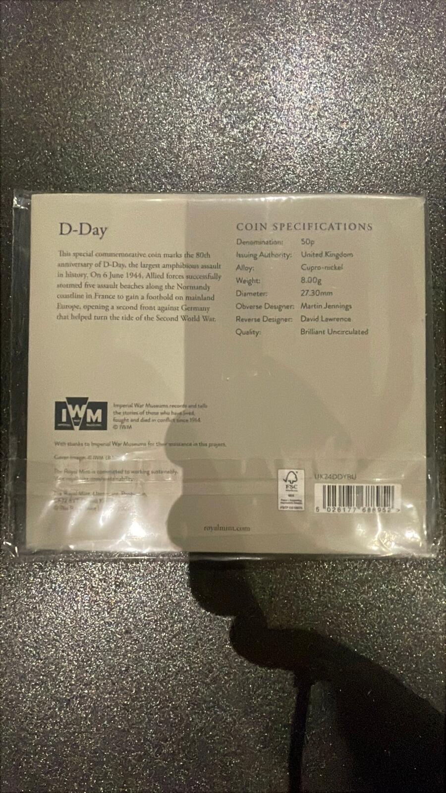 The Royal Mint 2024 D-Day 50p Brilliant Uncirculated Coin
