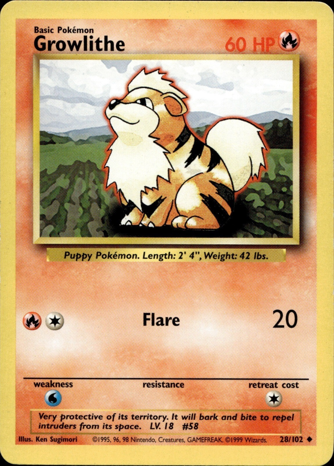 Growlithe Uncommon Base Set 028/102 NM