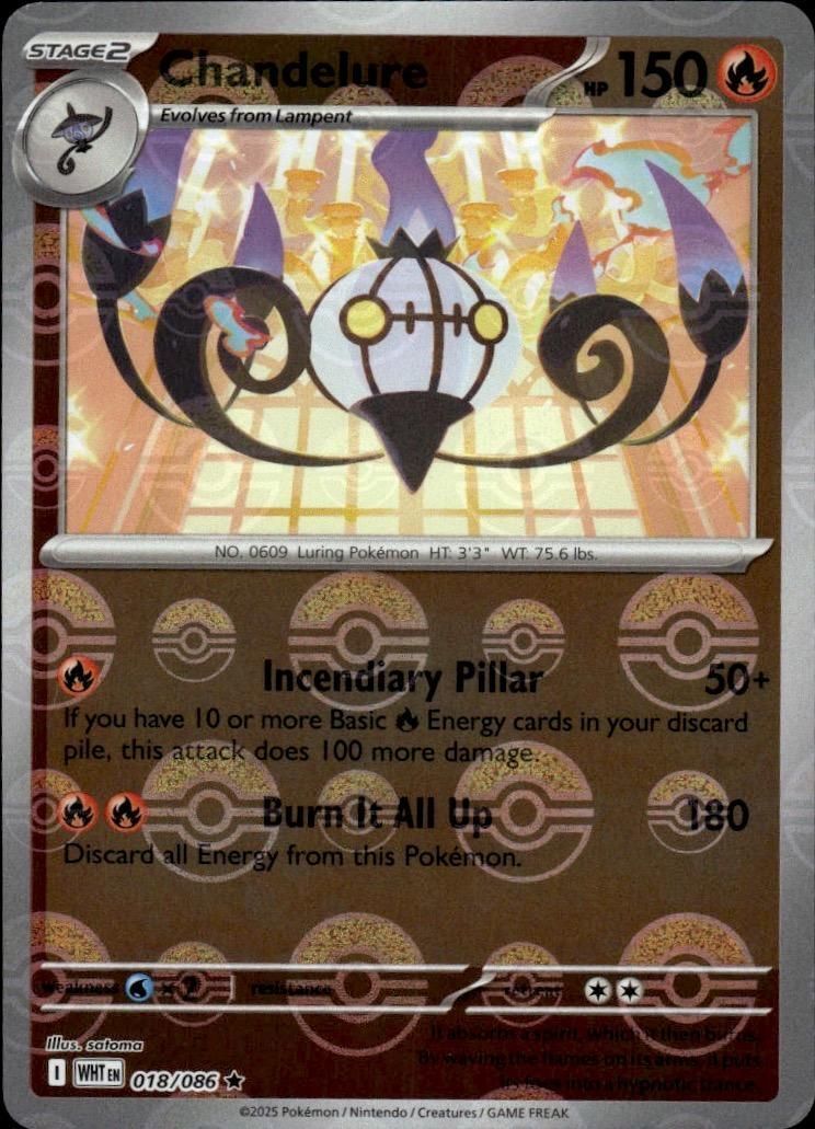 Chandelure (Poke Ball Pattern) Holo Rare SV: White Flare 018/086 NM