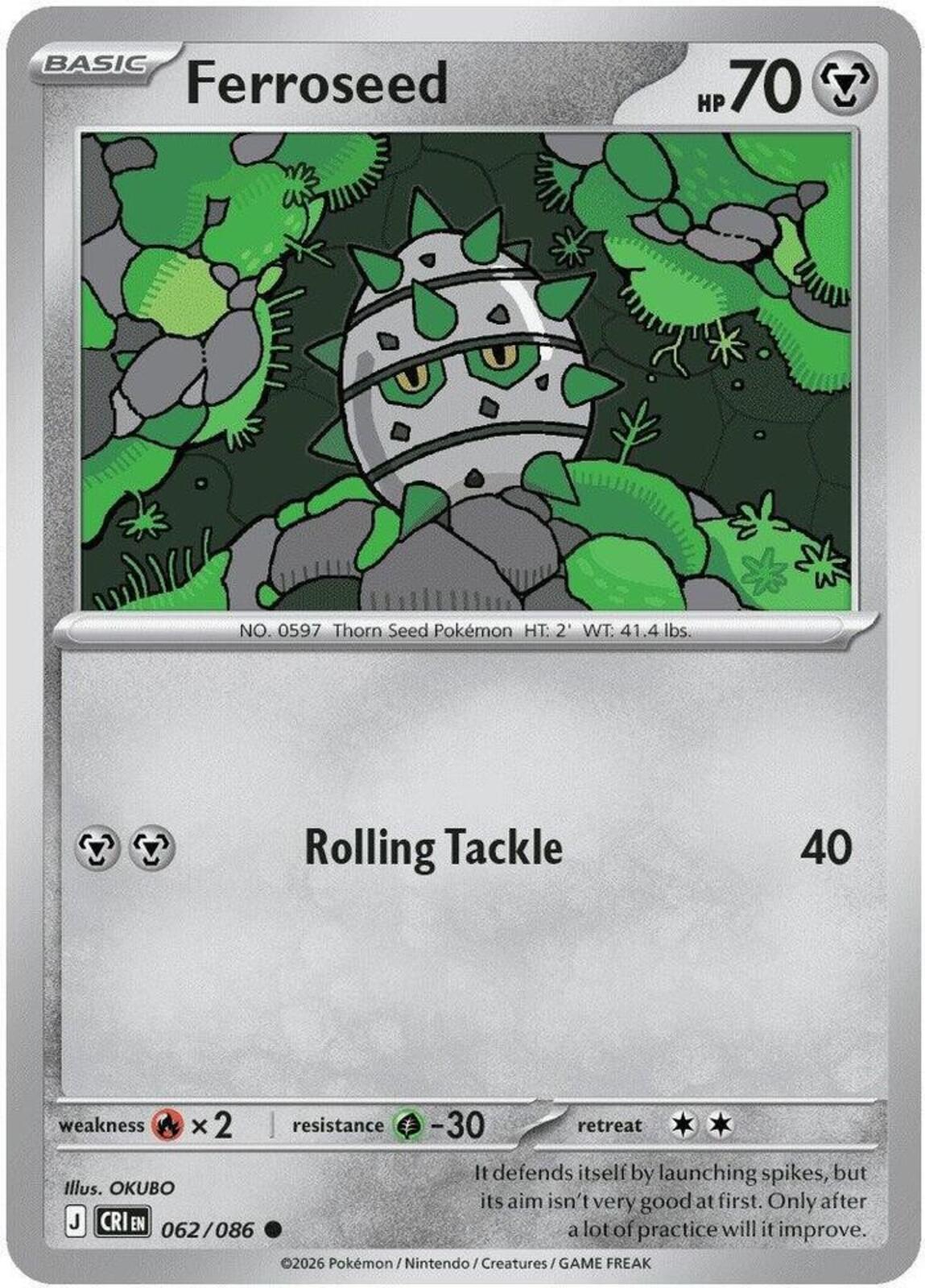 Ferroseed Reverse Holo Common ME04: Chaos Rising 062/086 NM