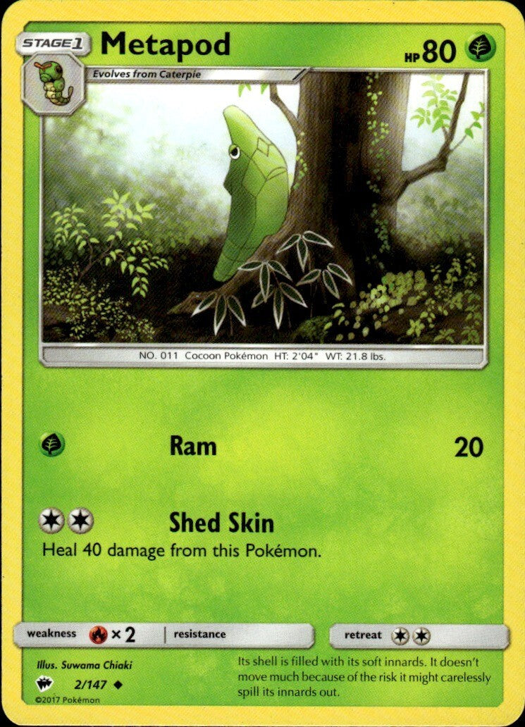 Metapod Uncommon SM - Burning Shadows 2/147 NM