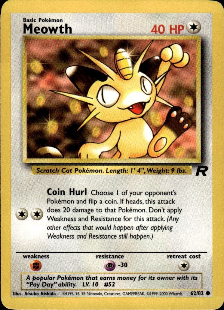 Meowth Unlimited Common Team Rocket 62/82 NM