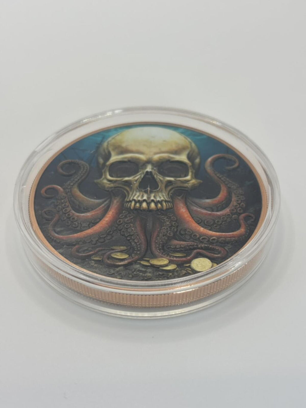 5 oz .999 Fine Copper Coin with Pirate Treasure and Skull Octopus Design
