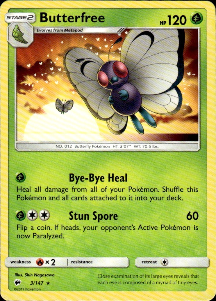 Butterfree Rare SM - Burning Shadows 3/147 NM