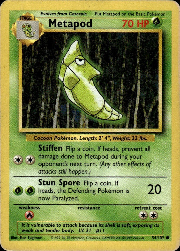 Metapod Common Base Set 054/102 NM