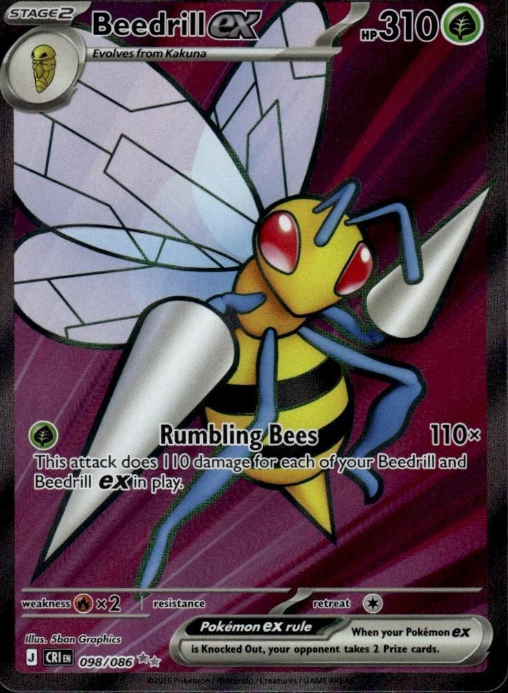Beedrill ex - Holo Ultra Rare ME04: Chaos Rising 098/086 NM