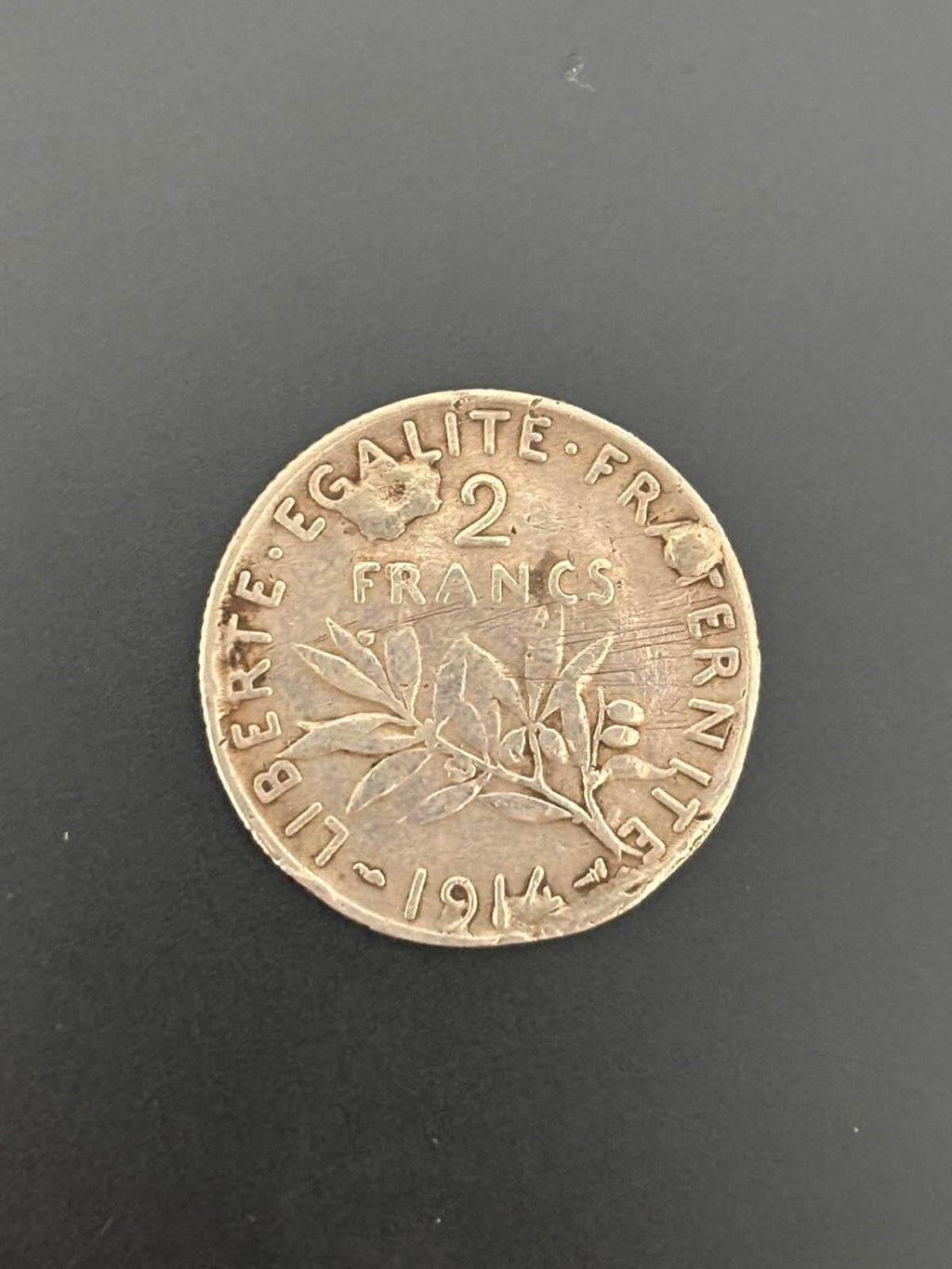 1914 French 2 Franc Silver Coin