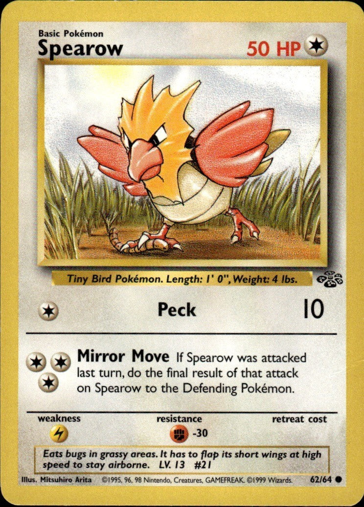 Spearow Unlimited Common Jungle 62/64 NM
