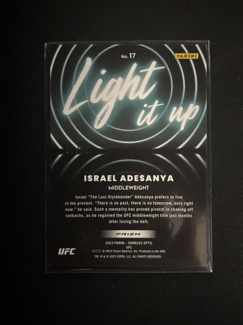 Israel Adesanya Light It Up Red Donruss Optic UFC - 17 NM - 65/99