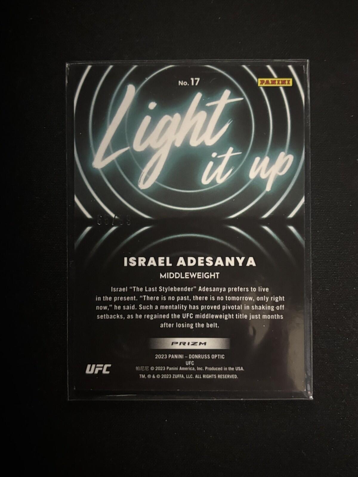 Israel Adesanya Light It Up Red Donruss Optic UFC - 17 NM - 65/99