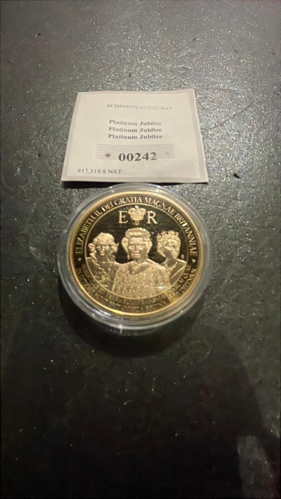 Platinum Jubilee 2022 Proof Gold Plated Coin with Swarovski