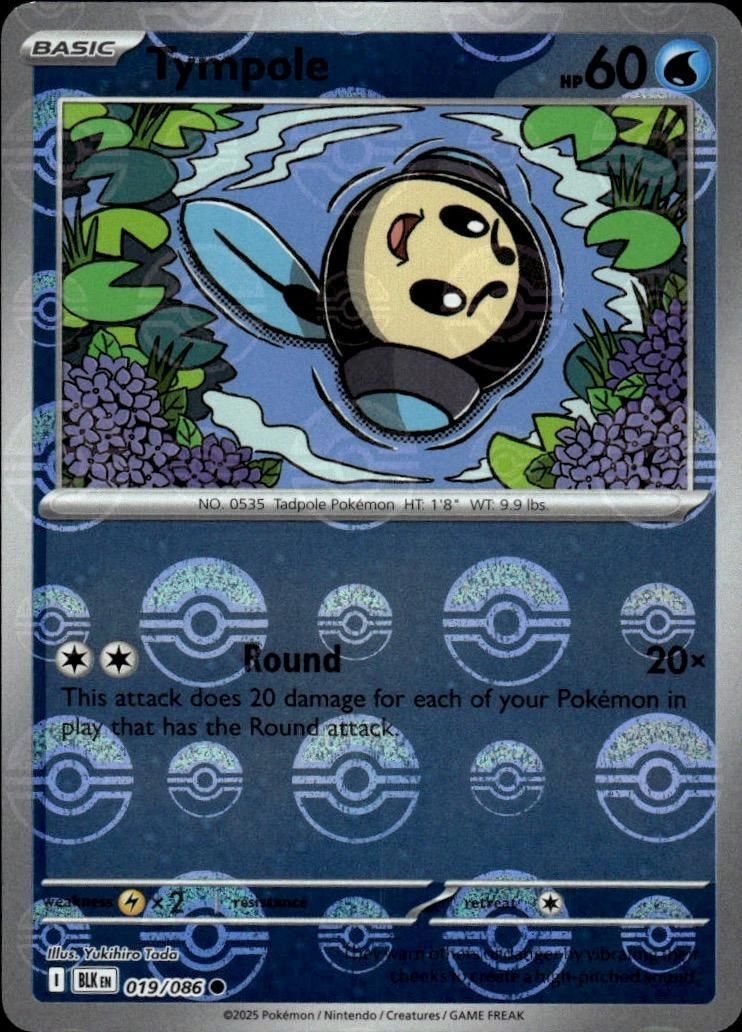 Tympole (Poke Ball Pattern) Holo Common SV: Black Bolt 019/086 NM
