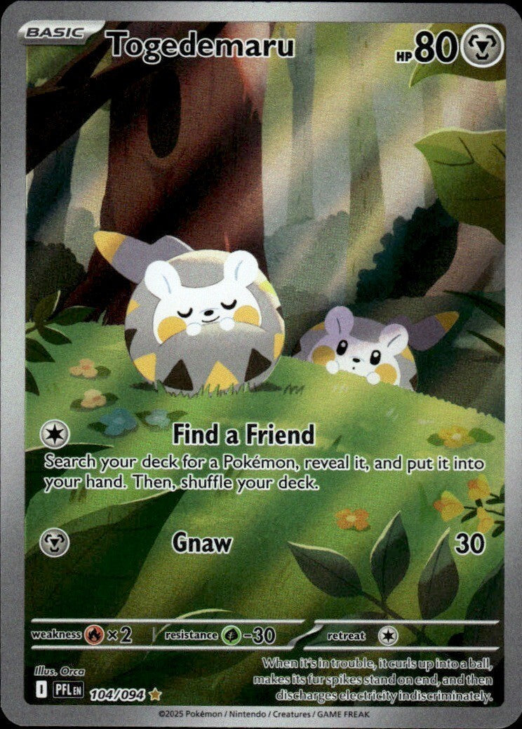 Togedemaru Holo Illustration Rare ME02: Phantasmal Flames 104/094 NM