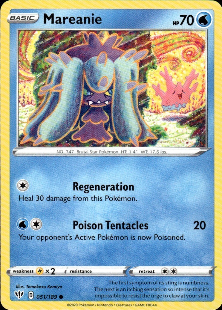 Mareanie Common SWSH03: Darkness Ablaze 051/189 NM Tomokazu Komiya