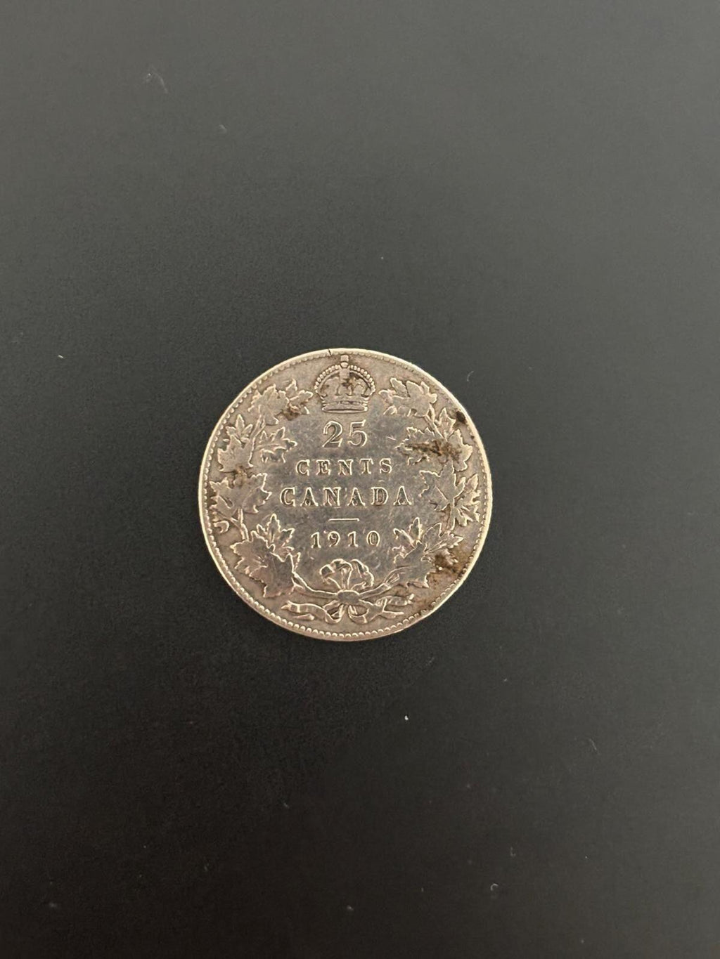 1910 Canadian 25 Cents Silver Coin