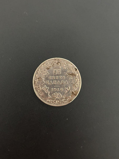1910 Canadian 25 Cents Silver Coin