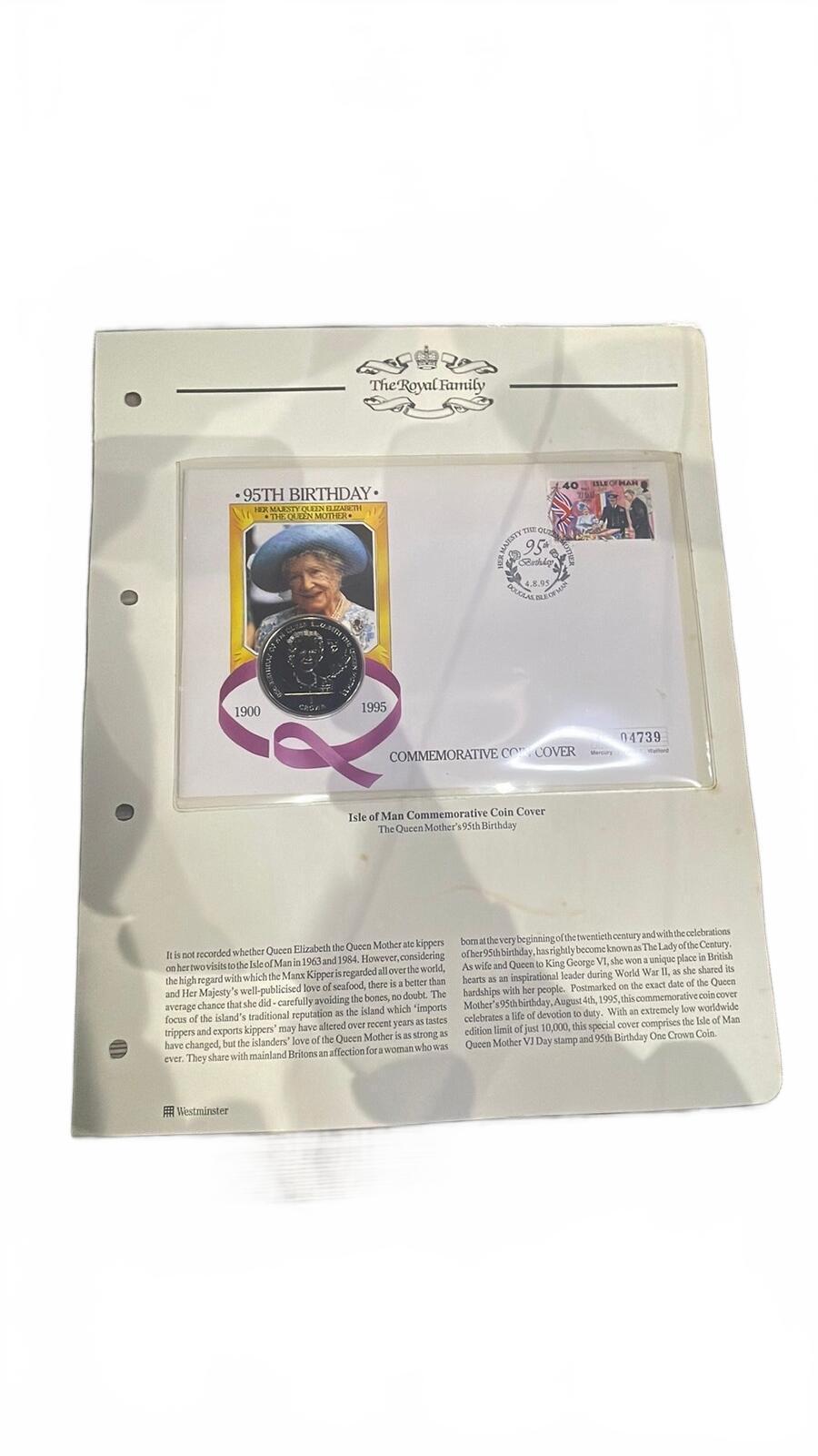Isle of Man 1995 Queen Mother 95th Birthday Commemorative Coin Cover