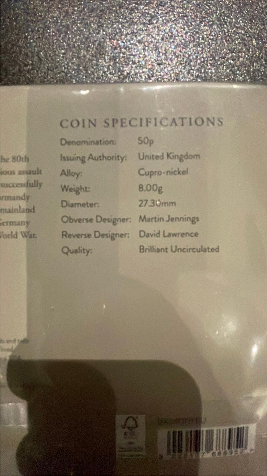 The Royal Mint 2024 D-Day 50p Brilliant Uncirculated Coin