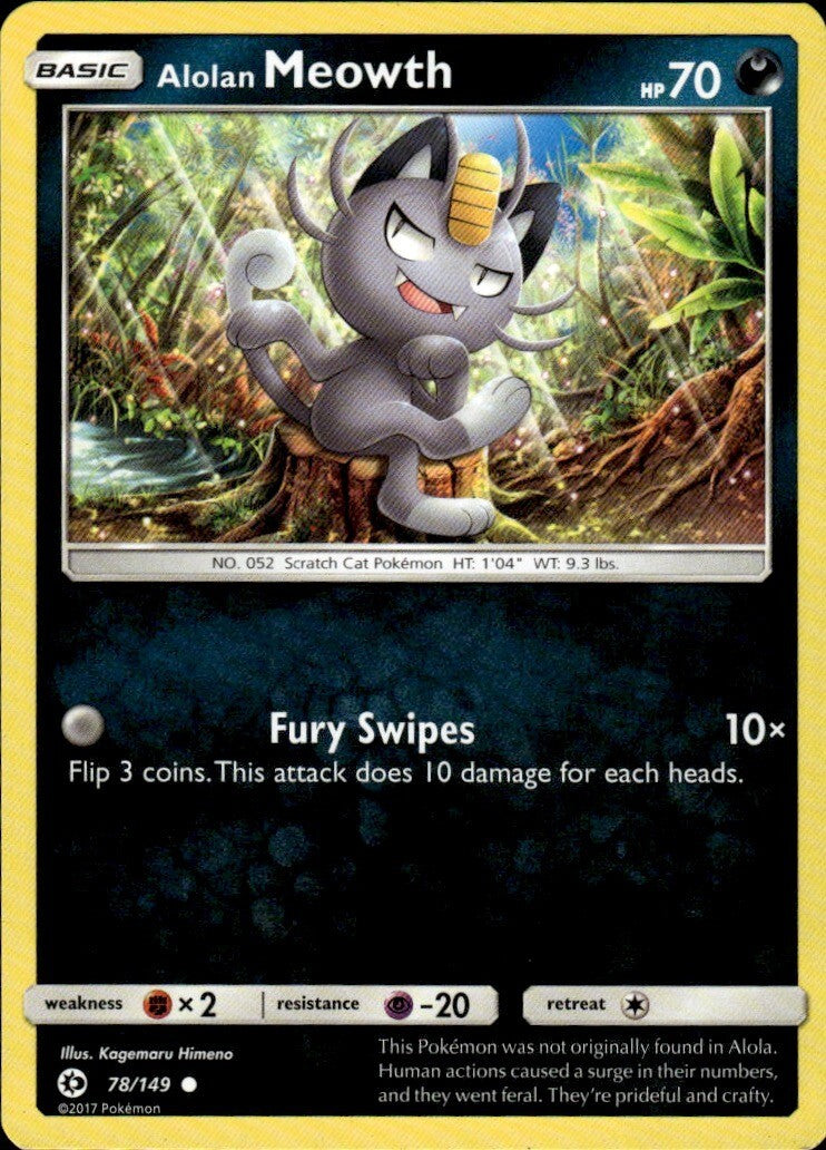 Alolan Meowth Common SM Base Set 78/149 NM