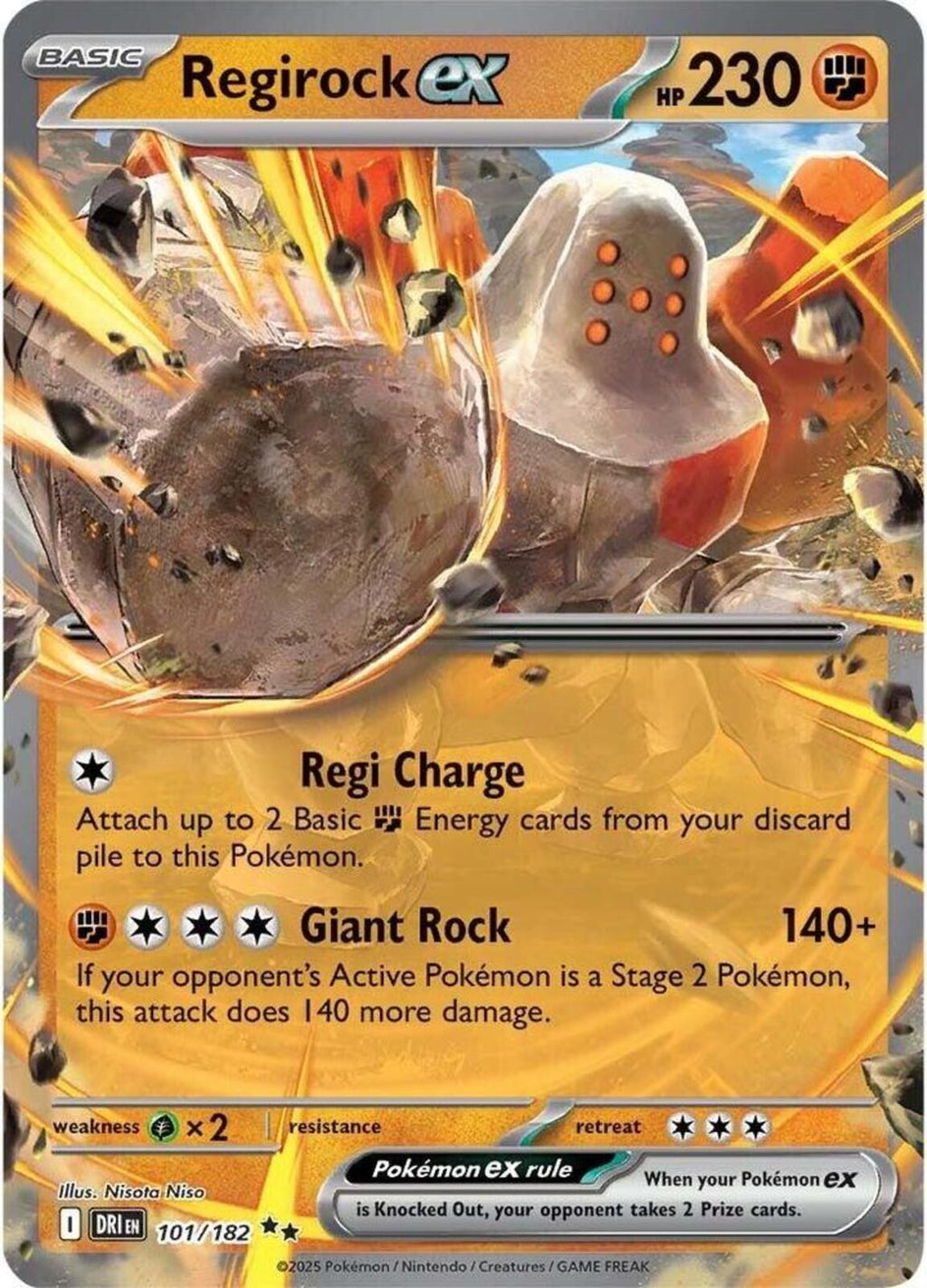 Regirock ex Holo Double Rare SV10: Destined Rivals 101/182 NM