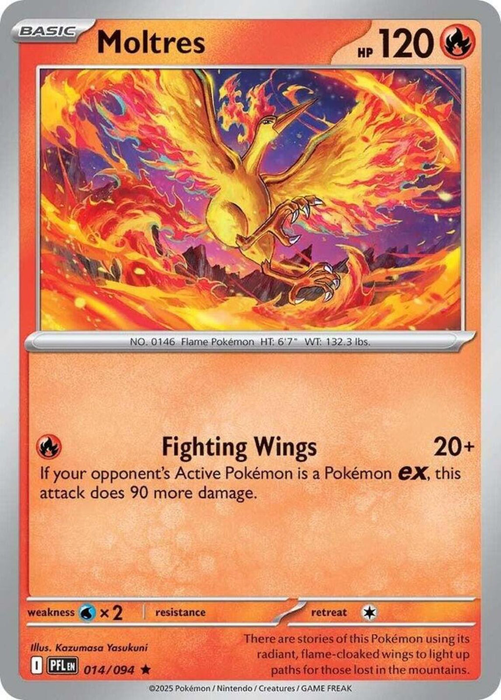 Moltres Reverse Holo Rare ME02: Phantasmal Flames 014/094 NM