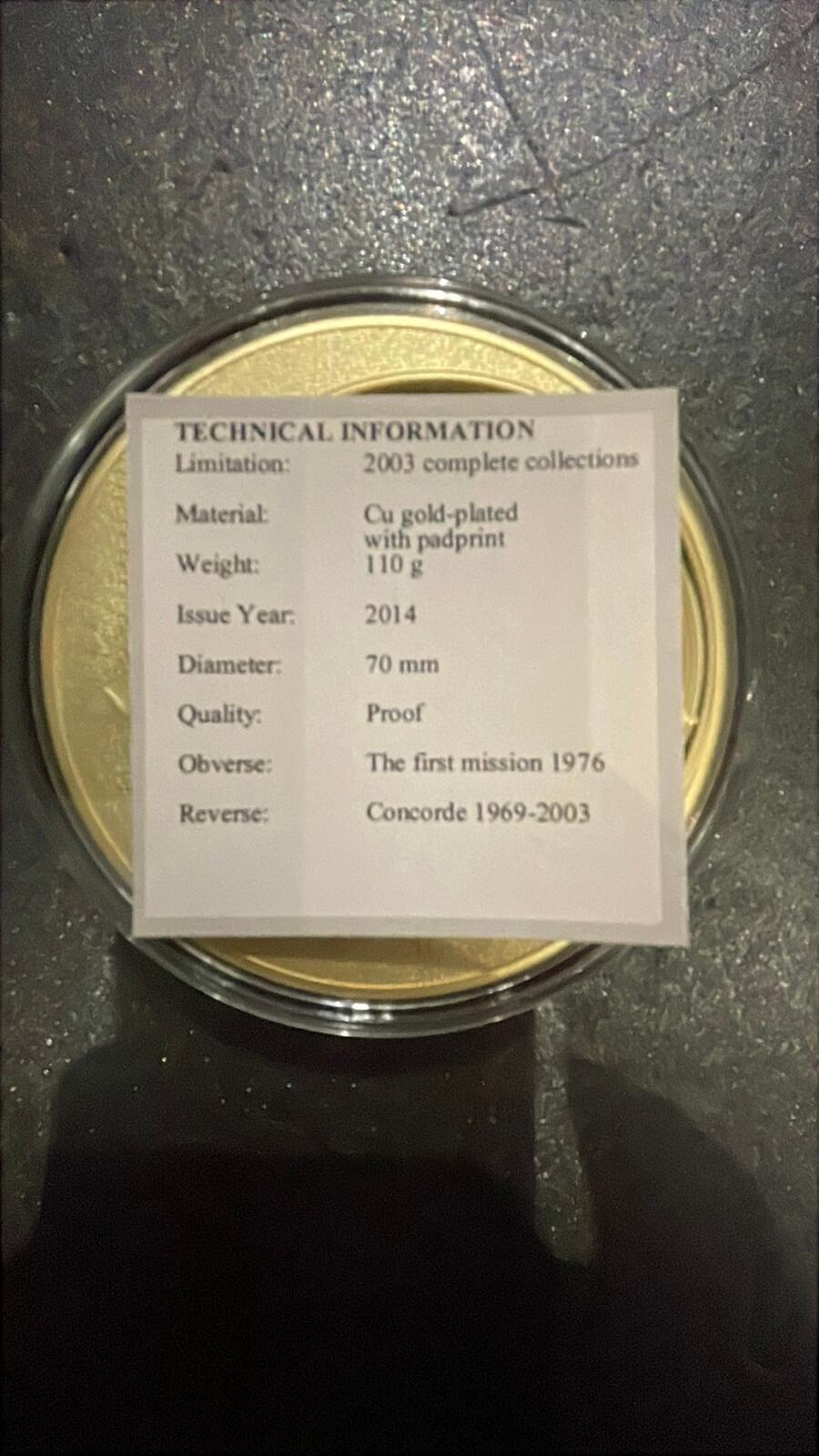 Concorde Gold-Plated Proof Coin 2014 110g