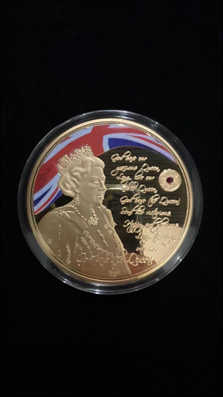 Gold plated copper coin featuring the national anthem