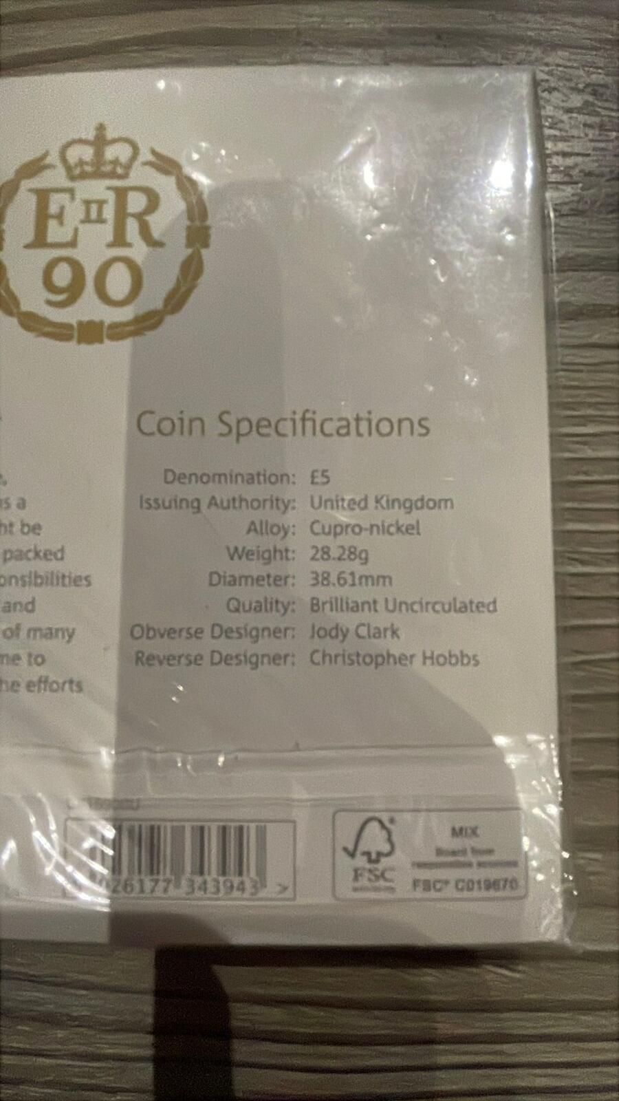 The Royal Mint 2016 UK £5 Coin 90th Birthday of Her Majesty The Queen