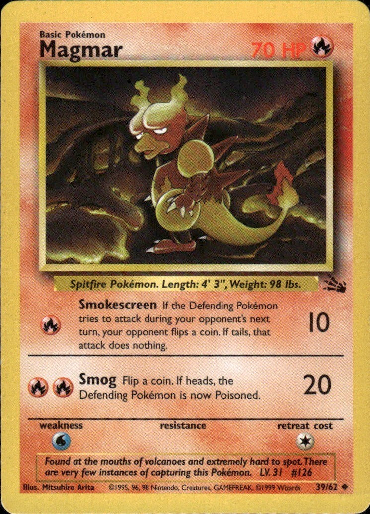 Magmar Unlimited Uncommon Fossil 39/62 NM