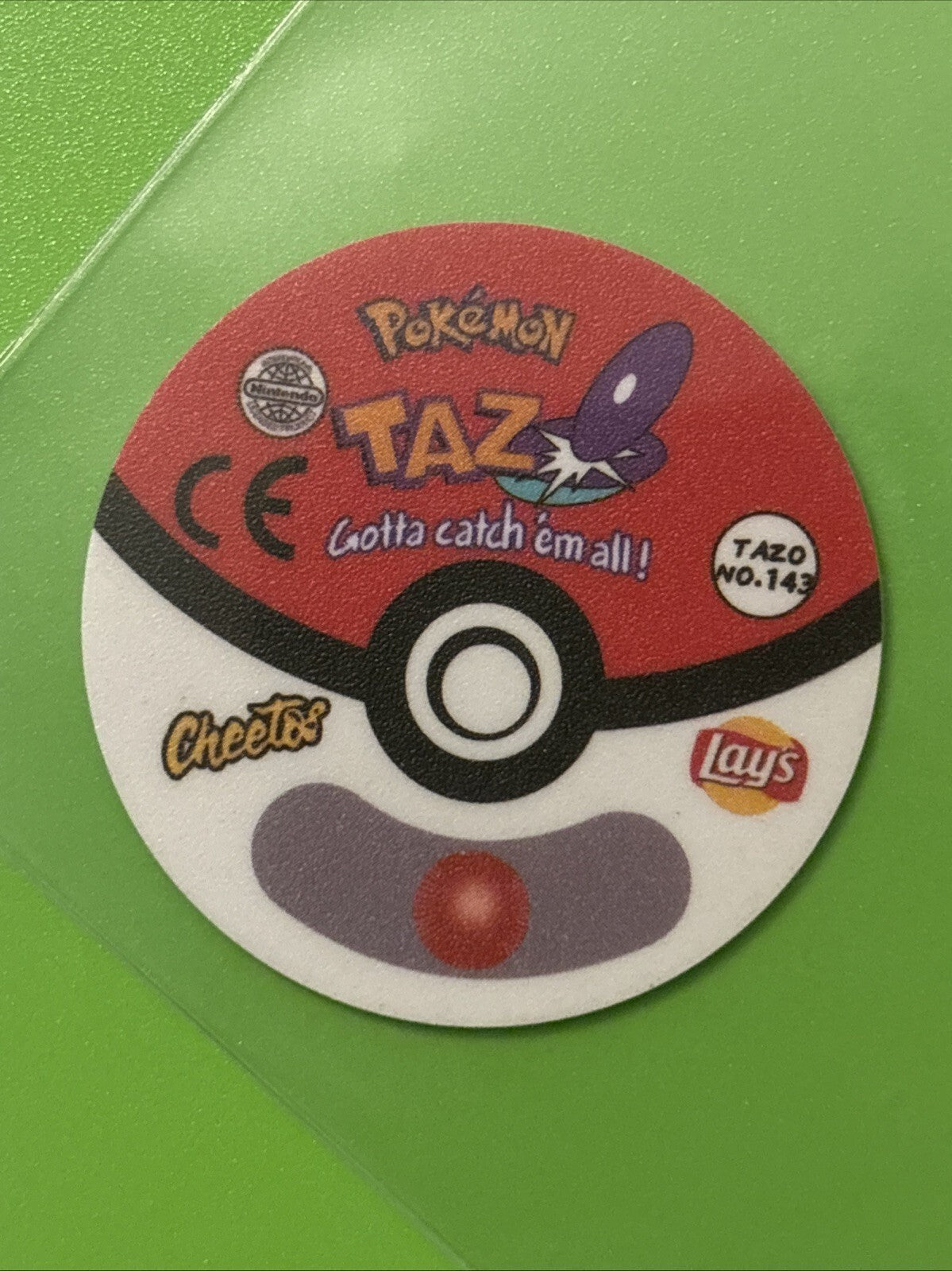 1999 TAZO POKEMON KANTO Chipy #143 SNORLAX Peru Pogs Flips Frito Lay NINTENDO