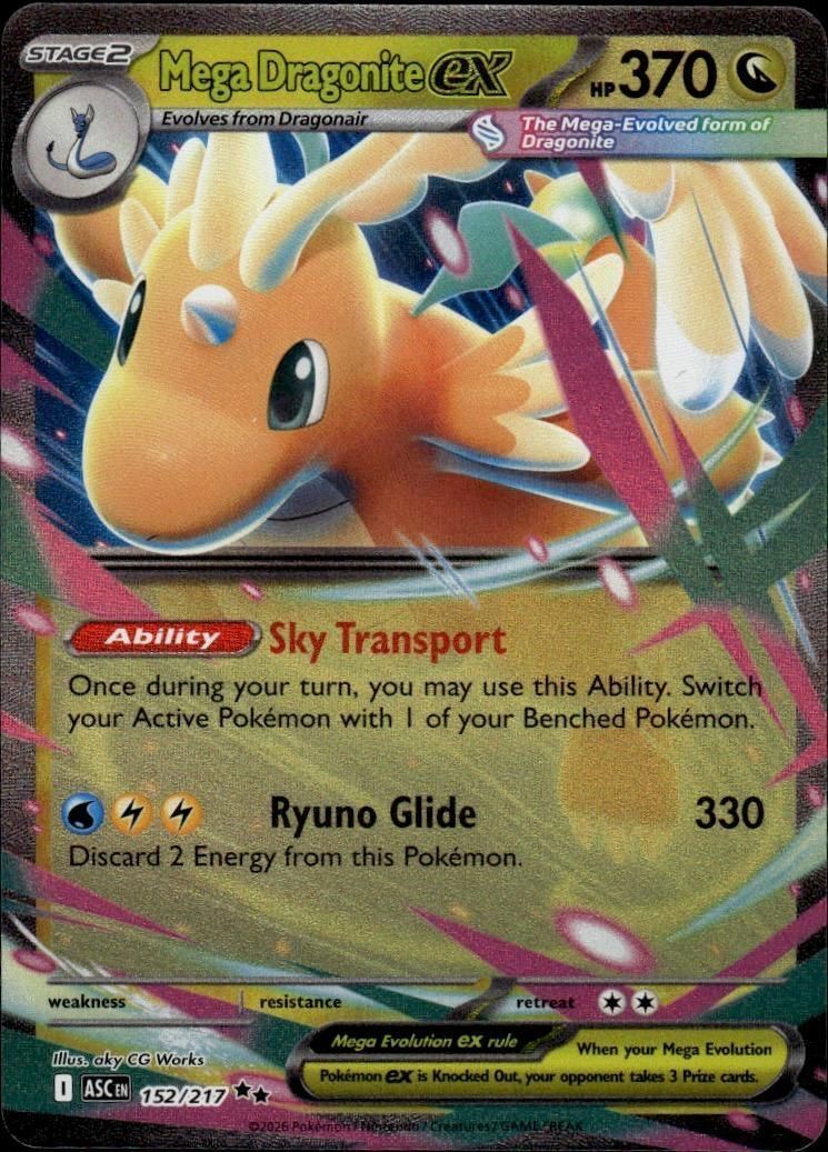 Mega Dragonite ex Holo Double Rare ME: Ascended Heroes 152/217 NM
