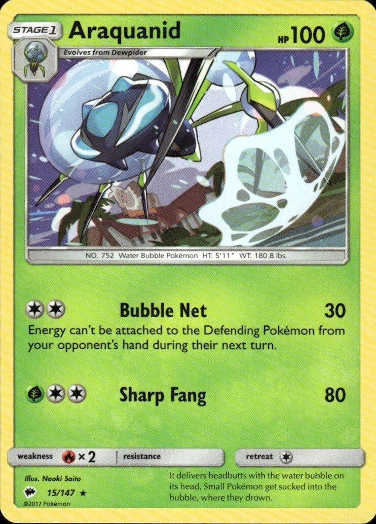 Araquanid Rare SM - Burning Shadows 15/147 NM