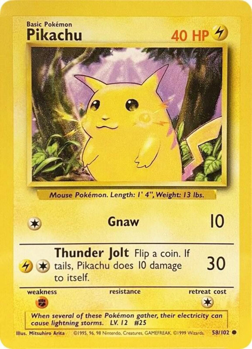 Pikachu Common Base Set 058/102 - MINT CONDITION