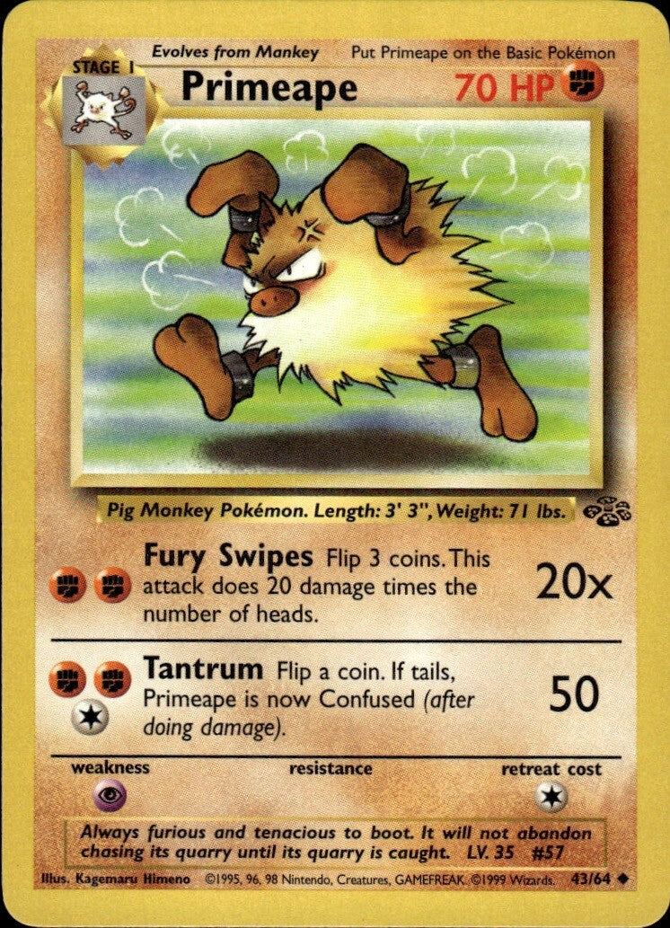 Primeape Unlimited Uncommon Jungle 43/64 NM