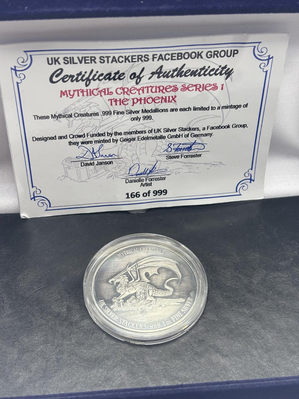 Limited Mintage Mythical Creatures Series 1 The Phoenix 1 oz .999 Silver Round