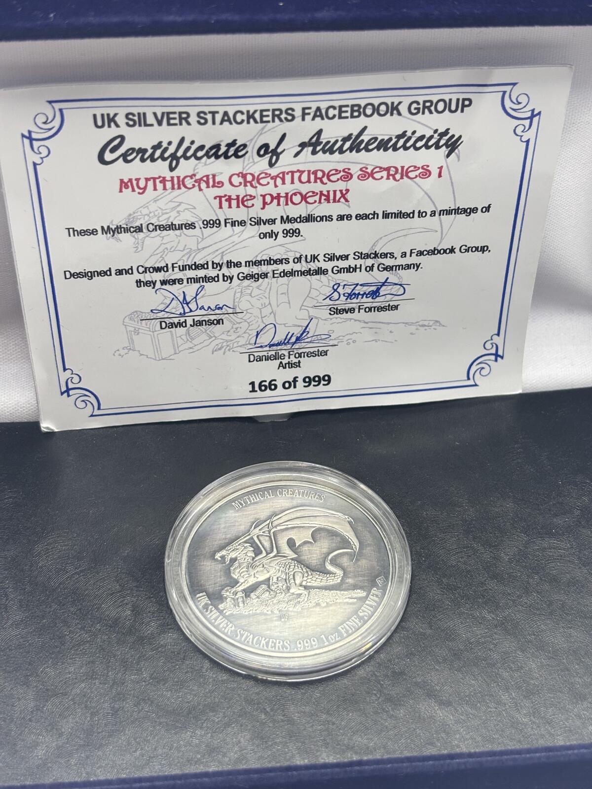 Limited Mintage Mythical Creatures Series 1 The Phoenix 1 oz .999 Silver Round
