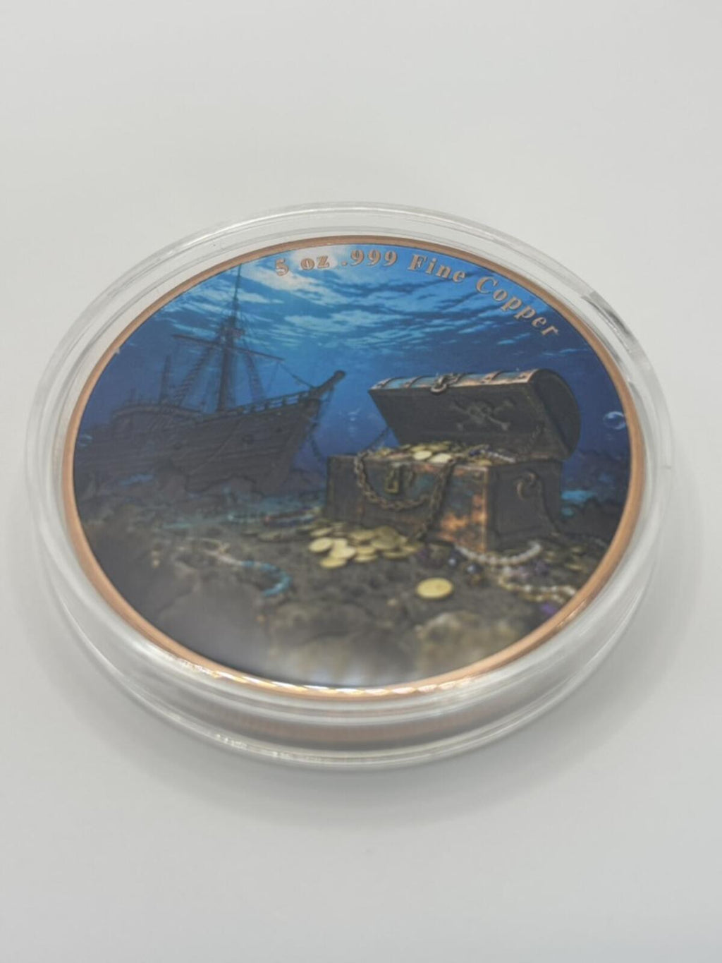 5 oz .999 Fine Copper Coin with Pirate Treasure and Skull Octopus Design