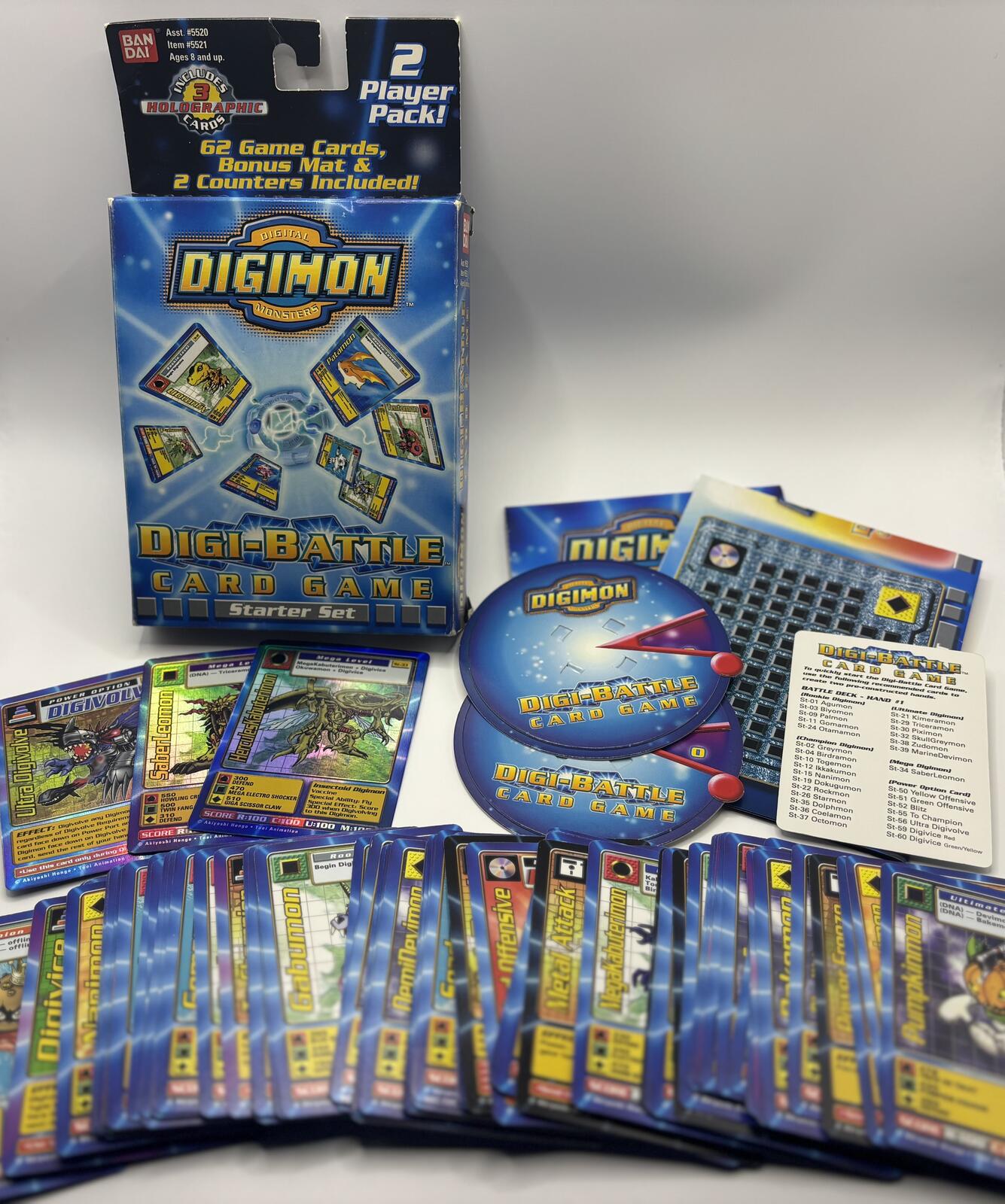 Digimon Digi-Battle Card Game Starter Set with 62 Cards, Bonus Mat & Counters