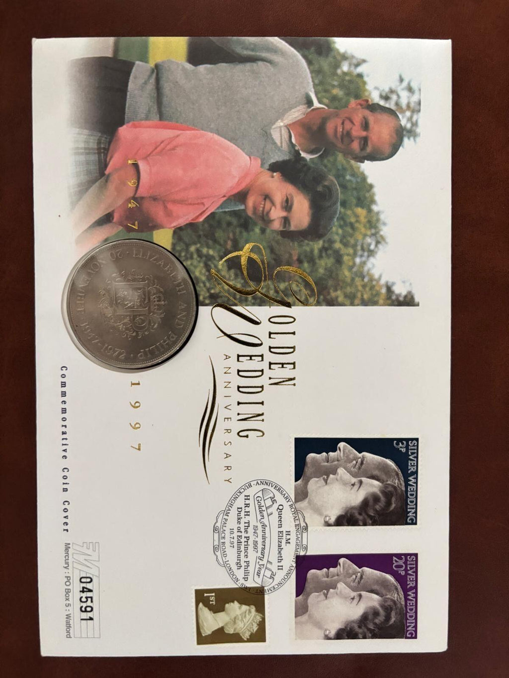 1997 Silver Commemorative Coin Cover for Royal Golden Wedding Anniversary