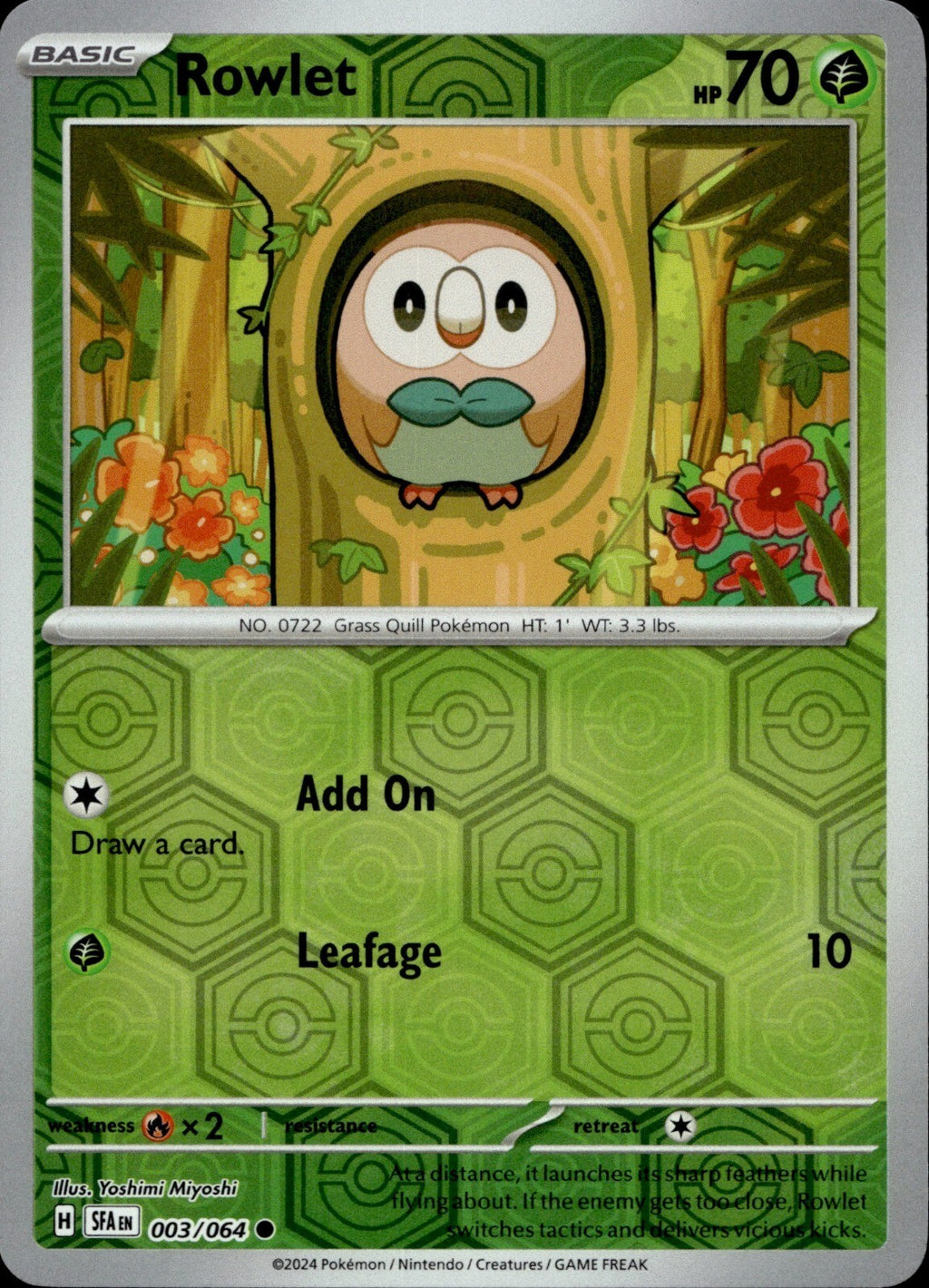 Rowlet Reverse Holo Common SV: Shrouded Fable 003/064 NM