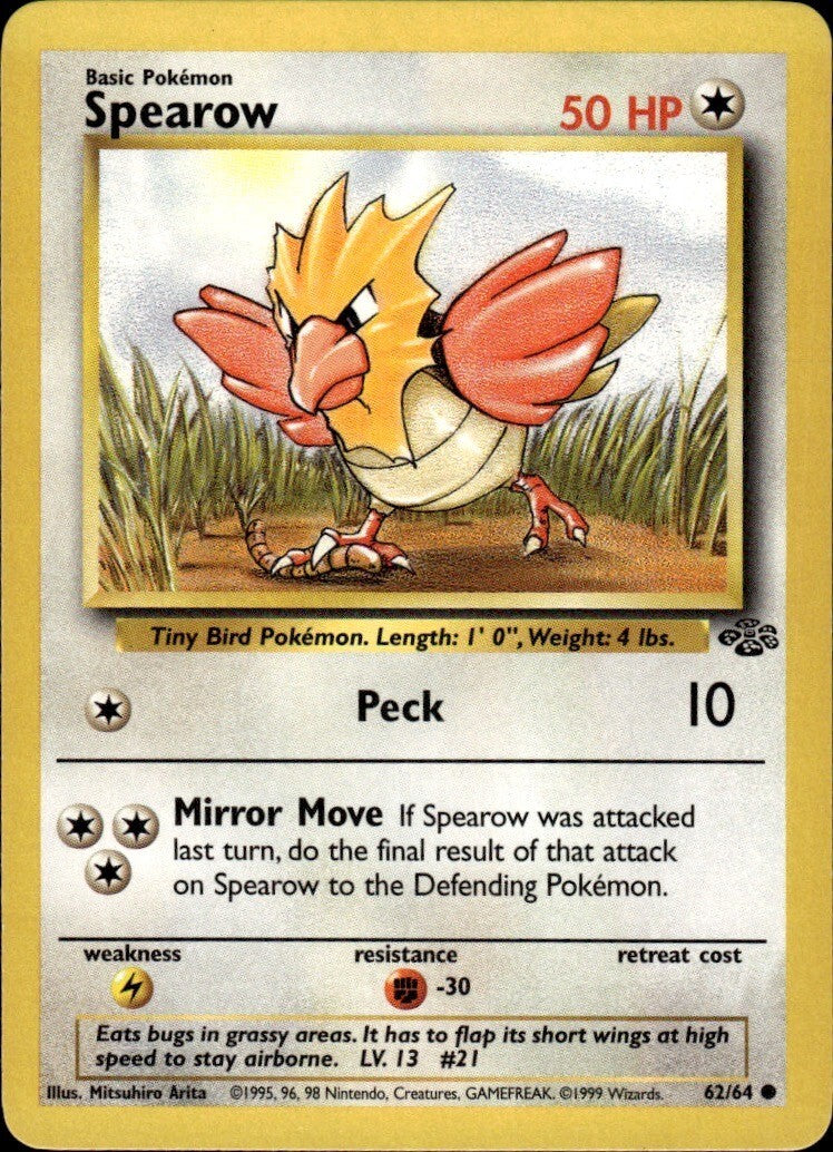 Spearow Unlimited Common Jungle 62/64 NM