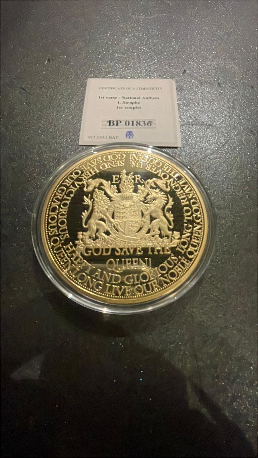 2016 Proof Gold-Plated Coin with Swarovski Crystal - National Anthem Design