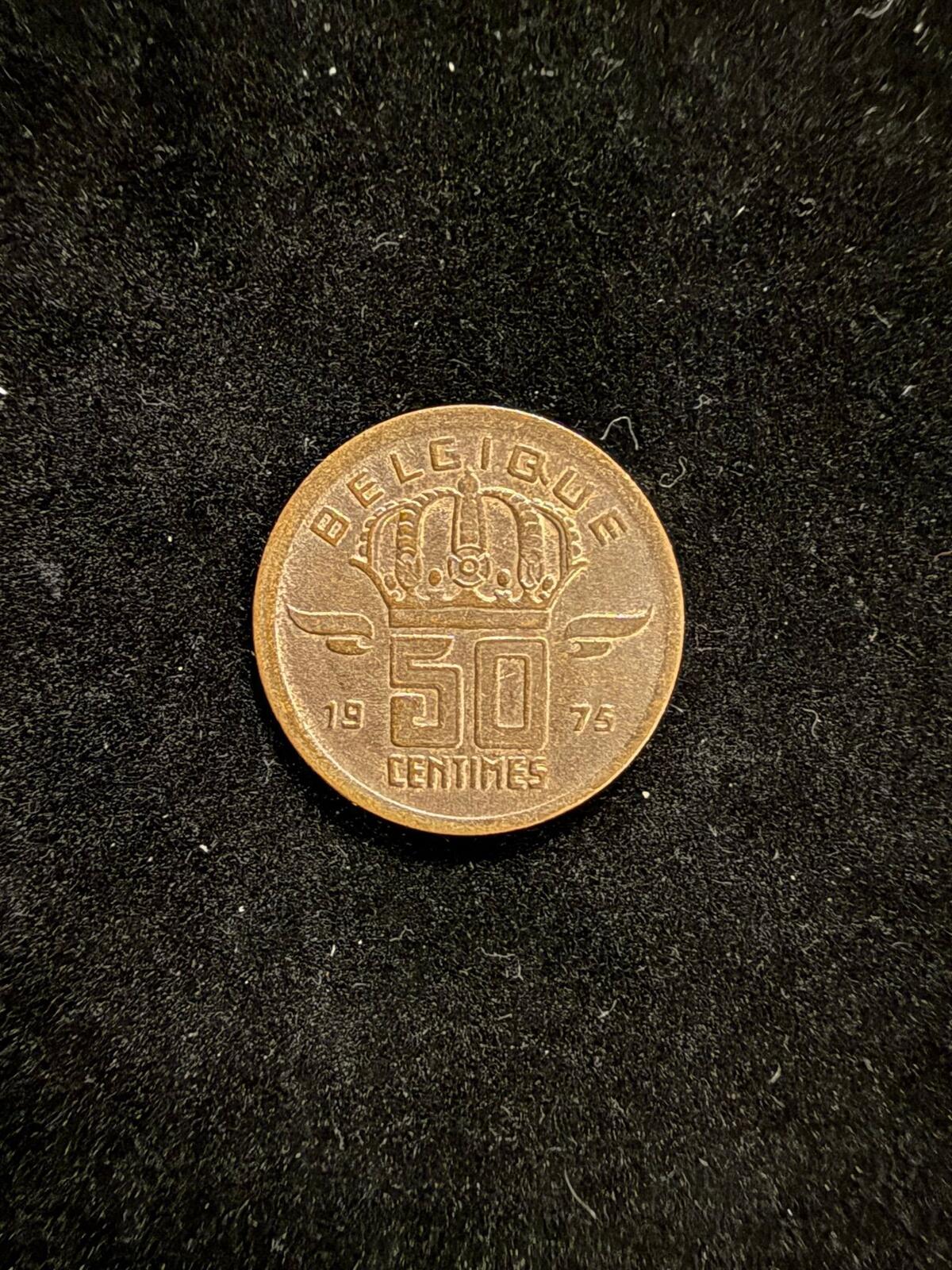 1975 Belgium 50 Centimes Copper Coin