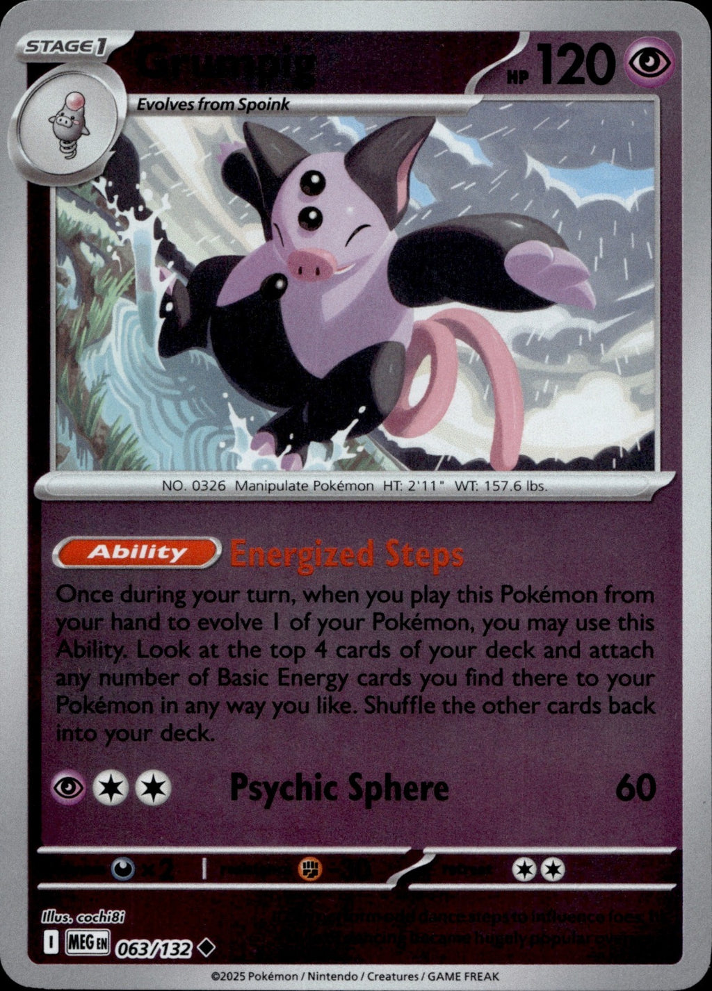 Grumpig Reverse Holo Uncommon ME01: Mega Evolution 063/132 NM