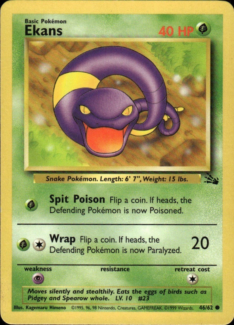 Ekans Unlimited Common Fossil 46/62 NM