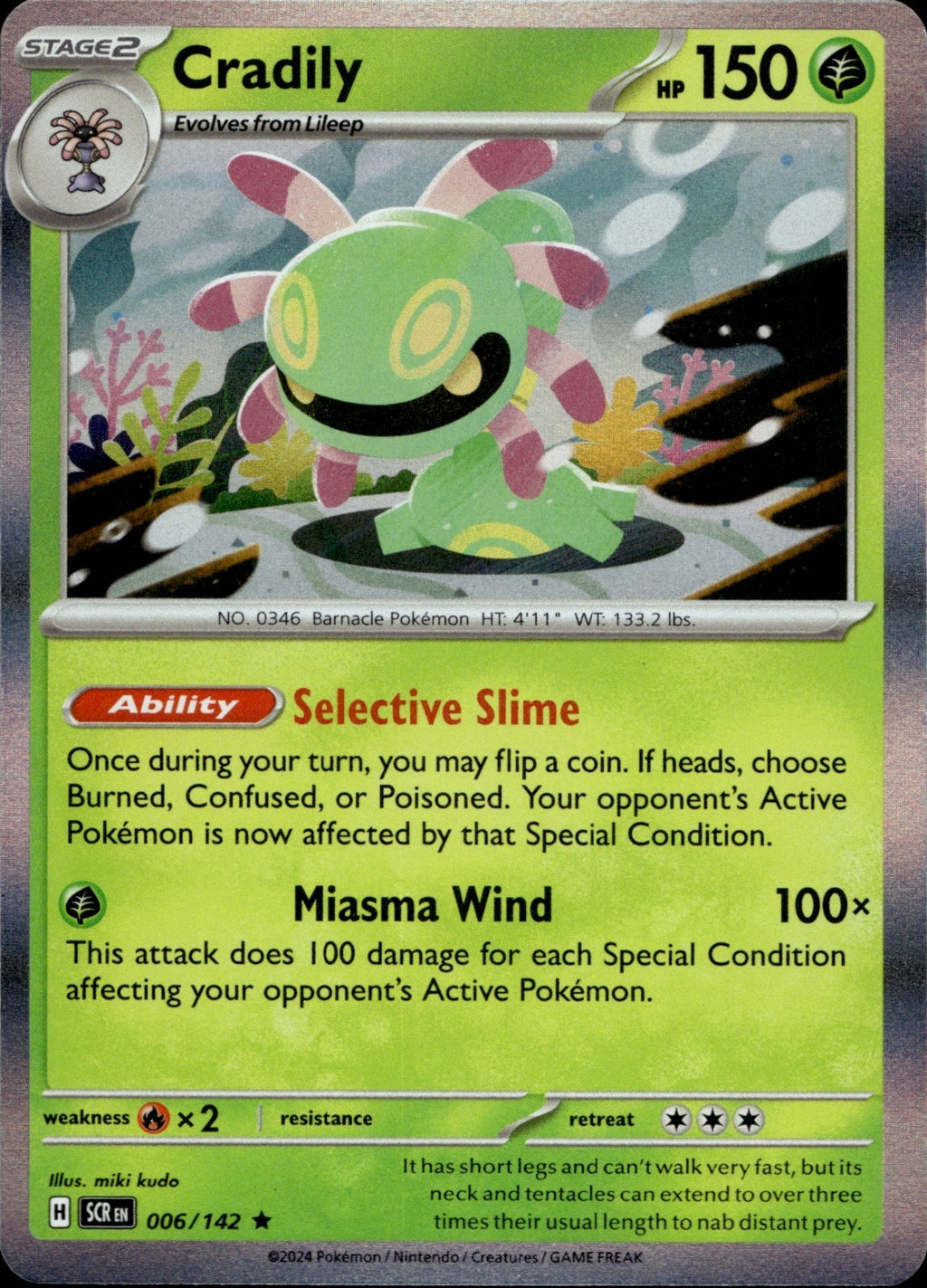 Cradily Holo Rare SV07: Stellar Crown 006/142 NM