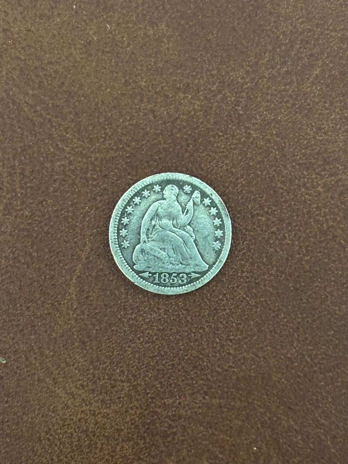 1853 U.S. Silver Half Dime Coin