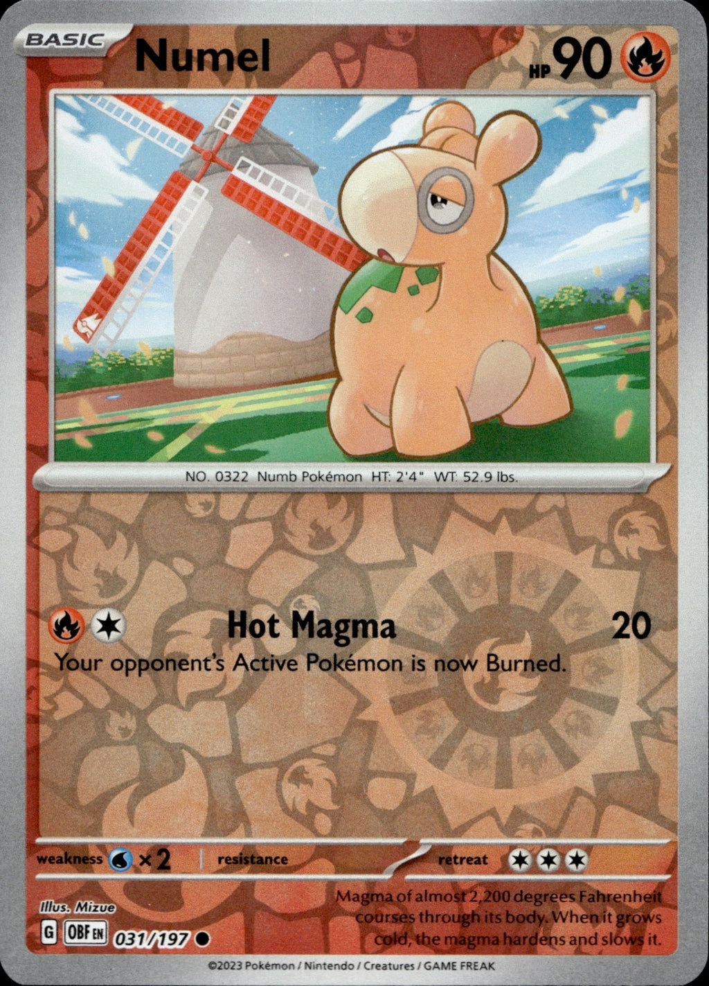 Numel Reverse Holo Common SV03: Obsidian Flames 031/197 NM