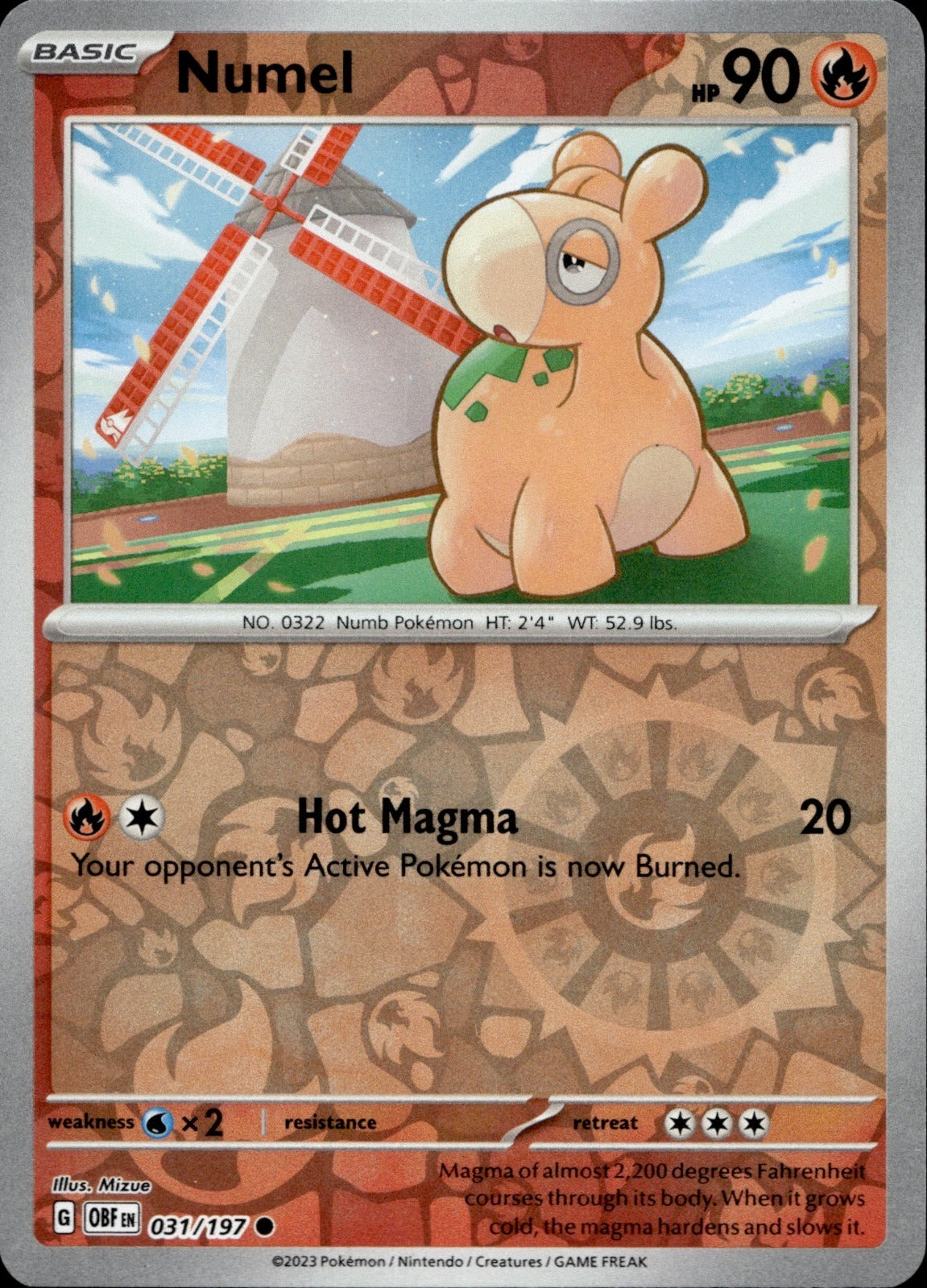 Numel Reverse Holo Common SV03: Obsidian Flames 031/197 NM